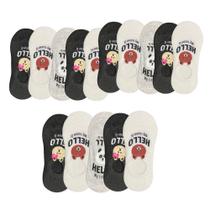 Kit 15 Meias Sapatilha Invisível Feminina Silicone No Calcanhar Algodão Adulto