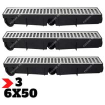 Kit 1,5 metro Ralo Linear Alumínio 6x50 com Tela Anti Escorpião - Ralo Sifonavel Varanda Quintal Ficone Decor