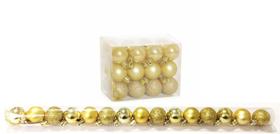 Kit 15 Mini Bolas Natal Dourada Glitter, Fosca, Lisa 3Cm