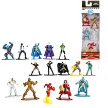 Kit 15 Mini Figuras Nano Metal DC Comics Heróis e Vilões Dtc