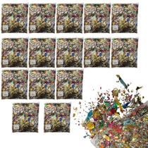 Kit 15 Pacotes Confete Carnaval Colorido Metálico