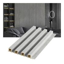 Kit 15 Painel Ripado PVC Madeira Travertino Cinza 2,9m X 16cm