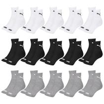 Kit 15 Pares de Meias Puma Cano Médio Esportiva Feminino