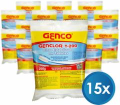 Kit 15 Pastilha Pedra Tablete de Cloro Estabilizado Genclor T-200 Genco Para Piscinas