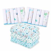 Kit 15 Pçs Enxoval Bebe 12 Paninho De Boca+ 3 Cueiros Azul