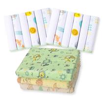 Kit 15 Pçs Enxoval Bebe 12 Paninho De Boca+ 3 Cueiros Neutro