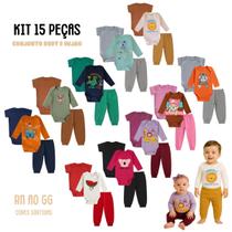 kit 15 pçs Roupa Bebê Body Mijão menino menina 100% algodão kit 15 pçs Roupa Bebê Body Mijão menino menina 100% algodão