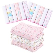 Kit 15 Peças Enxoval bebe - 12 Paninho de boca + 3 Cueiros Flanelados Estampados