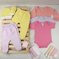 Kit 15 Peças Roupa Bebê Body Mijão Calça Enxoval Algodão Sortido Dia a Dia