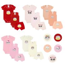 Kit 15 peças Roupa Bebê Enxoval Body Manga Curta Regata e shorts Estampa Bichinhos 100 Algodão Kit 15 peças Roupa Bebê Enxoval Body Manga Curta Regata e shorts Estampa Bichinhos 100 Algodão