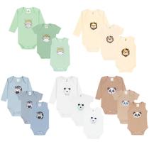 Kit 15 peças Roupa Bebê Enxoval Body Manga Longa Curta Regata e Estampa Bichinhos Canelado Kit 15 peças Roupa Bebê Enxoval Body Manga Longa Curta Regata e Estampa Bichinhos Canelado