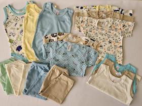Kit 15 Peças Roupas de Bebê Menino Algodão Tam. G
