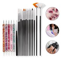 Kit 15 Pincéis 5 Boleadores Duas Pontas Decoração de Unhas Manicure Nail Art Nail Designer Unhas Naturais Unha de Gel Kit 15 Pincéis 5 Boleadores Duas Pontas Decoração de Unhas Manicure Nail Art Nail Designer Unhas Naturais Unha de Gel