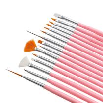 Kit 15 Pincéis Decoração De Unhas Gel Nail Art Profissional