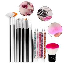 Kit 15 Pincéis Decoração Unhas 1 Espanador 5 Boleadores Manicure Nail Art Nail Designer Kit 15 Pincéis Decoração Unhas 1 Espanador 5 Boleadores Manicure Nail Art Nail Designer