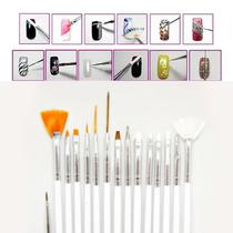 Kit 15 Pinceis Decorar Unha Manicure Gel Acrigel Porcelana Boleador Maquiagem Artistica