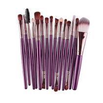 Kit 15 Pincéis Para Maquiagem TYJR Makeup Profissional Roxo Cerdas Macias