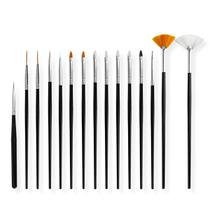 Kit 15 Pincéis Preto Unha Gel Profissional Manicure Designer