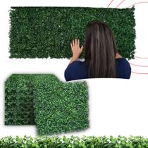 Kit 15 Placas de Grama Tapete de Planta Artificial Buchinho Decoração Interna Verde 40x60cm - Muro Inglês Jardim Vertical Cheia
