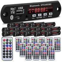 Kit 15 Placas Decodificadora 5v a 12v Usb Mp3 Fm Aux Bt Rádio P/ Amplificador Caixa Ativa Controle