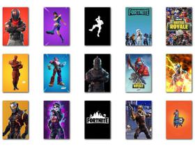 Kit 15 Placas Decorativas Fortnite 15 Peças Em Mdf 30X20Cm