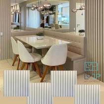 Kit 15 Placas Paineis Decorativos Ripado Revestimento Alto Relevo Moldura Fachada Parede Varanda 3D