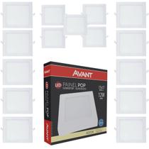 Kit 15 Plafon de Sobrepor 17x17cm Avant 12W 4000K Bivolt Luz Neutra - Quadrado