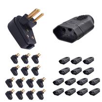 Kit 15 Plug Pino Macho 10a 2P+T 90º com 15 Tomada Fêmea 10a 2P+T