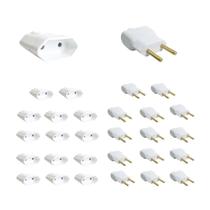 Kit 15 Plugue Macho 2 Pinos 2P + Tomada Fêmea 10A Branca - Ilumi