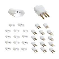 Kit 15 Plugue Macho 3 Pinos 2P+T + Tomada Fêmea 10A Branca Kit 15 Plugue Macho 3 Pinos 2P+T + Tomada Fêmea 10A Branca