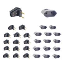 Kit 15 Plugue Macho Gigante 2 Pinos 2P +Tomada Fêmea 10A Preto - Ilumi