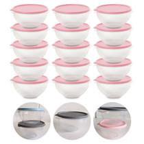 Kit 15 Pote Redondo Base Transparente Tampa Colorida - 250ml - PAI