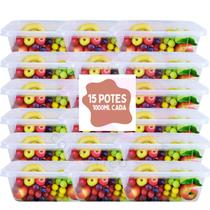 Kit 15 Potes 1 Litro BPA Free Transparentes Organizador de Alimentos Marmita - A Plásticos