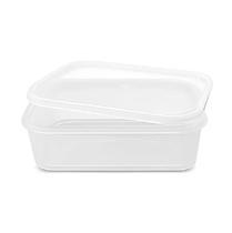 Kit 15 Potes 500ml Retangular Transparente Com Tampa Lacre