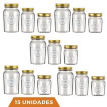 Kit 15 Potes Americano Vintage 3Tamanhos 500ml 1L 1,5L Nadir