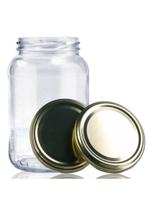 Kit 15 Potes De Vidro 600Ml Para Conserva Com Tampa Dourada