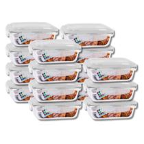 Kit 15 Potes Hermetico Vidro 1040ml Marmita Tampa 4 Travas
