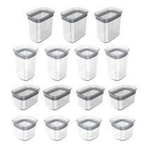 Kit 15 Potes Herméticos Alimentos Vedação Em Silicone