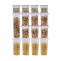 Kit 15 Potes Herméticos Multiuso Organizadores Alimento Tempero Cozinha Armário Tampa Vedação Empilhável Armazenamento Kit 15 Potes Herméticos Multiuso Organizadores Alimento Tempero Cozinha Armário Tampa Vedação Empilhável Armazenamento