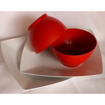 Kit 15 Prato Quadrado + 15 Cumbuca Eventos Fim de Ano Festa!