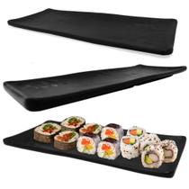 Kit 15 Pratos 28,5 Cm para Sushi Melamina/Plastico Preto Bestfer