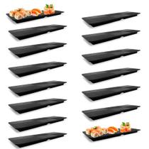 Kit 15 Pratos Travessa Retangular 33 Cm em Melamina / Plastico para Sushi Bestfer