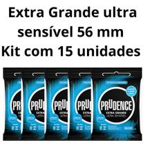 Kit 15 Preservativo camisinha Extra Grande Ultra Sensível 56 mm Prudence