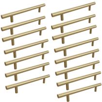 Kit 15 Puxador Haste Dourado Em Inox Redondo 128mm Kit 15 Puxador Haste Dourado Em Inox Redondo 128mm