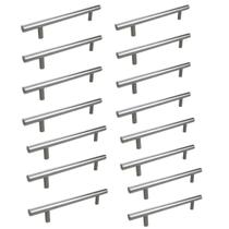 Kit 15 Puxador Haste Redondo Em Metal Inox 192mm Para Gaveta