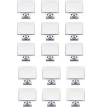 Kit 15 Puxador Ponto Quadrado 30x23mm Cromado Para Gaveta