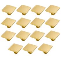 Kit 15 Puxador Ponto Quadrado 30X30mm Dourado Escovado Para Gavetas de Móveis