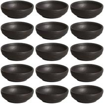 Kit 15 Ramequins 70ml Cerâmica Orgânico Preto Porta Shoyu Bu