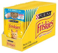 Kit 15 Sachês Para Gatos Peixe Branco Ao Molho Friskies 85g