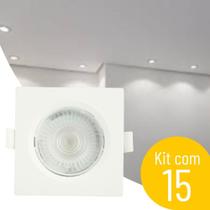 Kit 15 Spot Luminária Led 5w Embutir Quadrado 6500k Branco Frio Decoração Casa Gesso Sanca -Avant